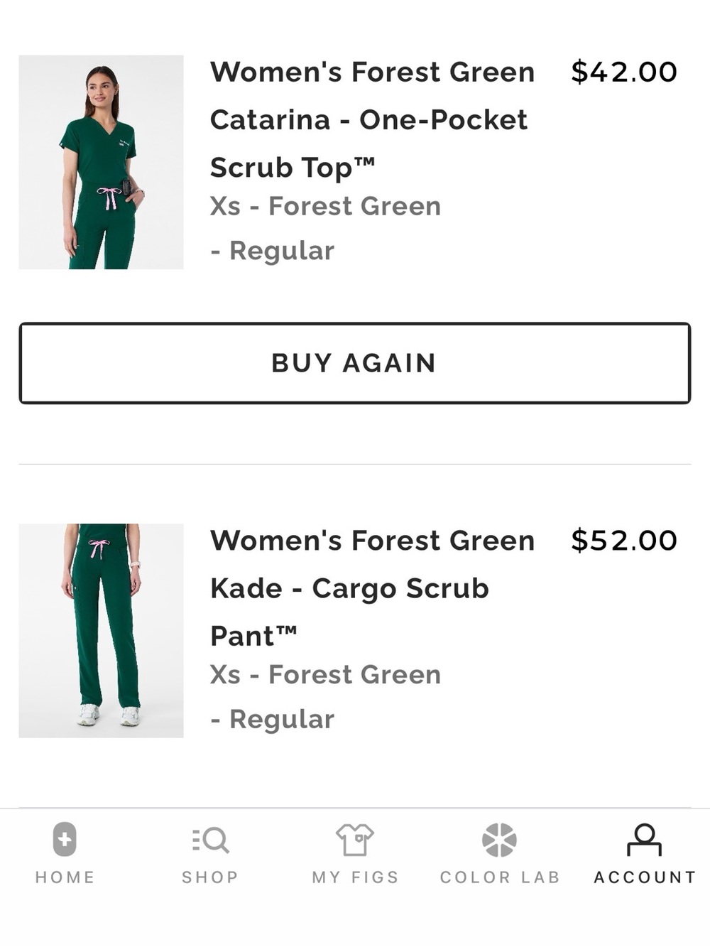Figs Women's LIMITED EDITION Forest Green Scrub Set - Top & Cargo Pants - Picture 3 of 3